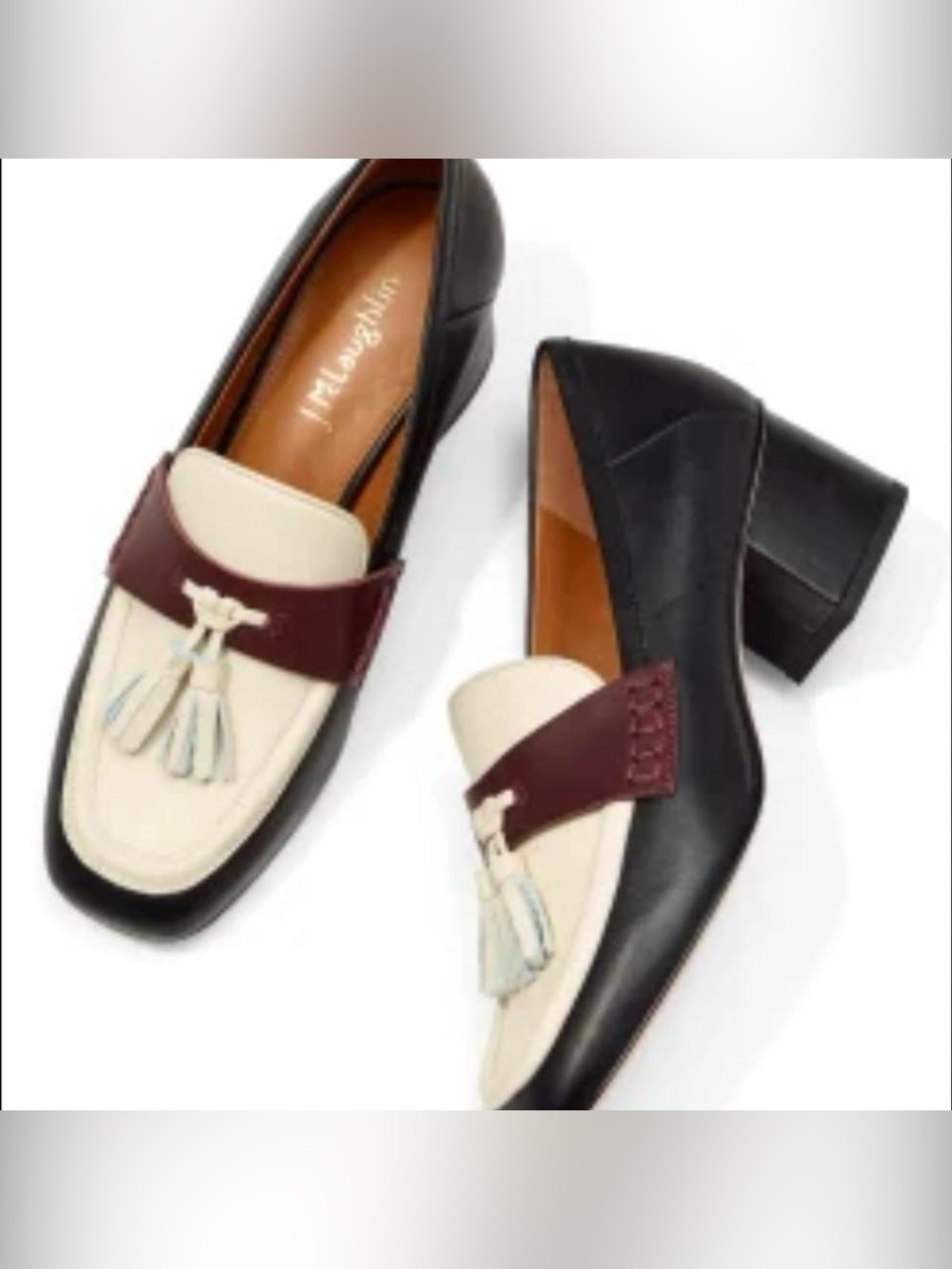 J.McLaughlin Wenona Tri Color Leather Tassel Block Heel Loafers 7.5